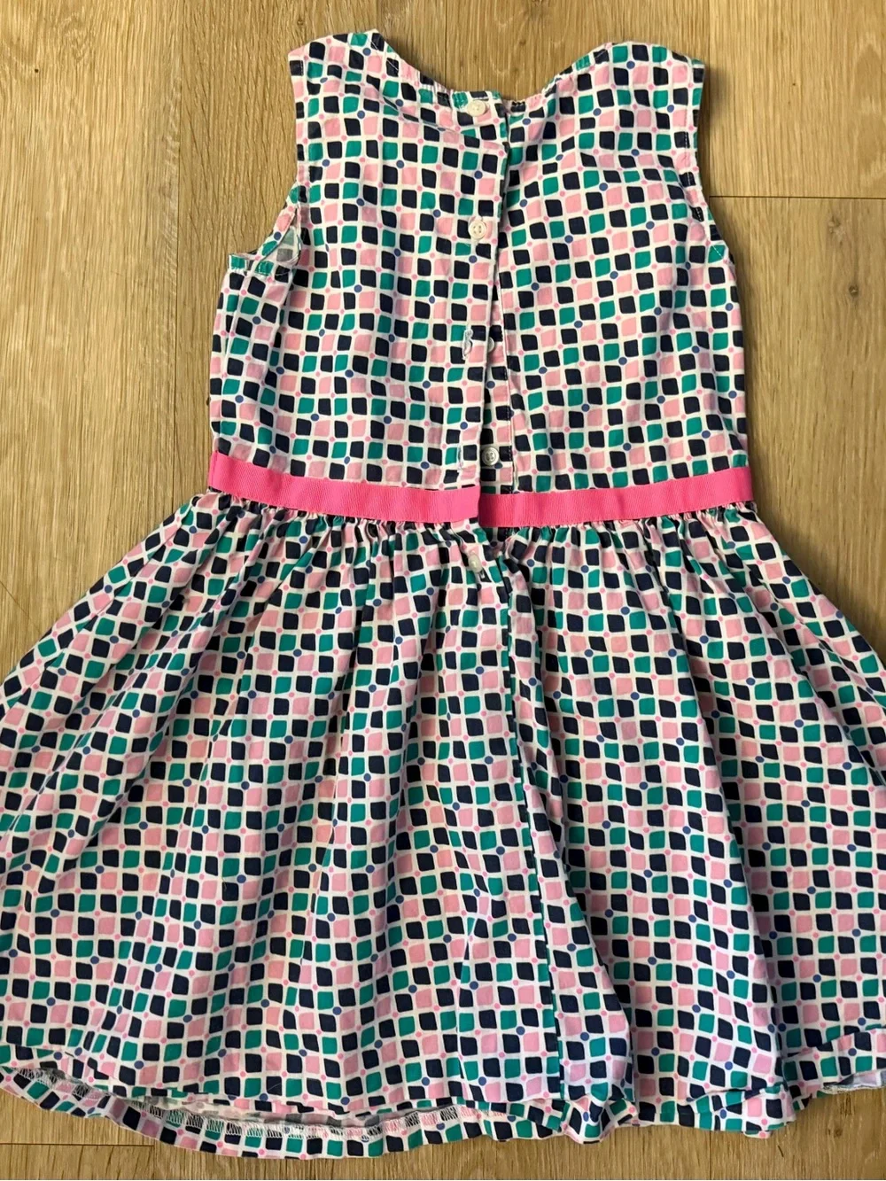 Gymboree Girl's Size 7 Pink & Teal Geometric Belted Dress
